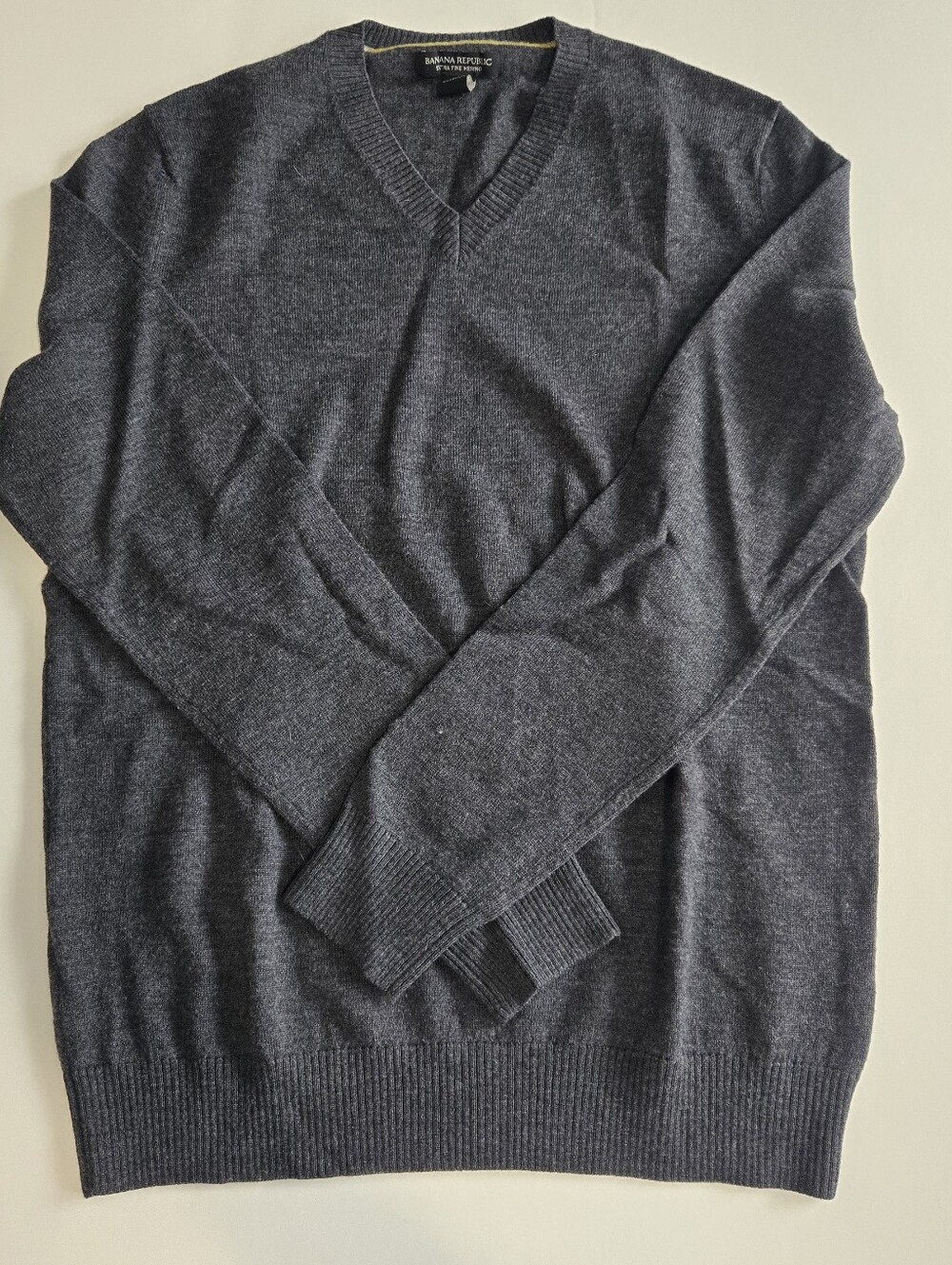 Banana Republic Charcoal V-Neck Merino Wool Sweater